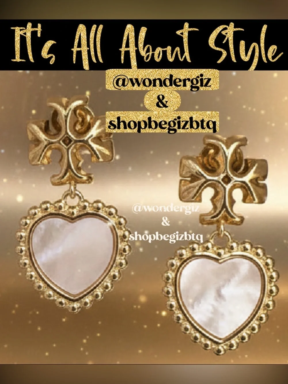 🆕 Tory Burch Authentic Heart Roxanne Mother Of Pearl Earrings